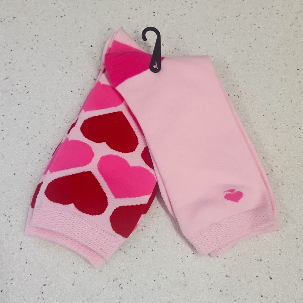new Kate Spade New York Women's pink Hearts 2 Pack Sock Set New Without Tags